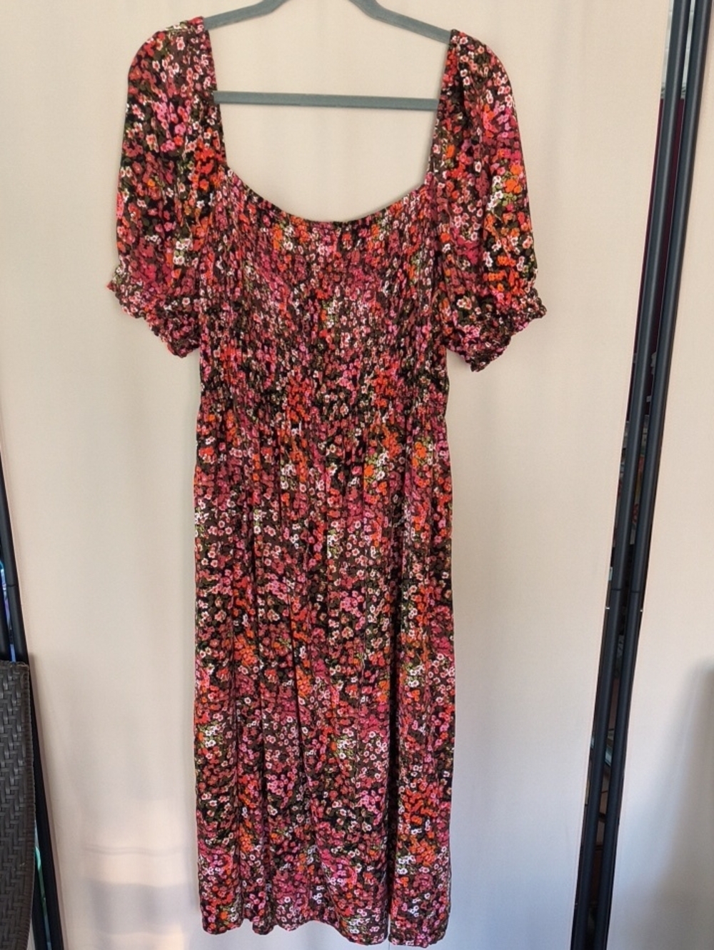 H&M Floral Puffed Sleeve Smocked Dress Size XL